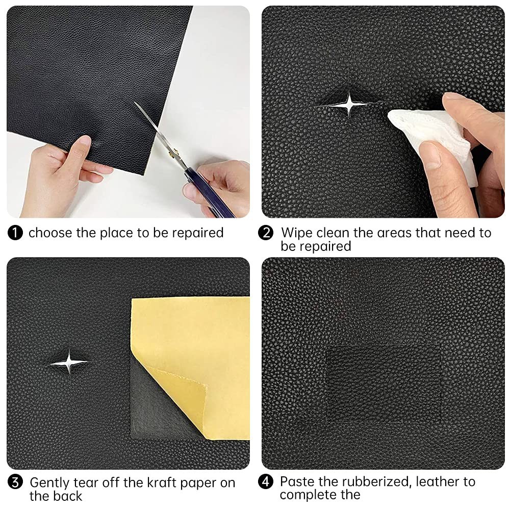 Tape Leather Repair Patch Tape Kit Black 3×60 inch Self Adhesive Leather Repai..