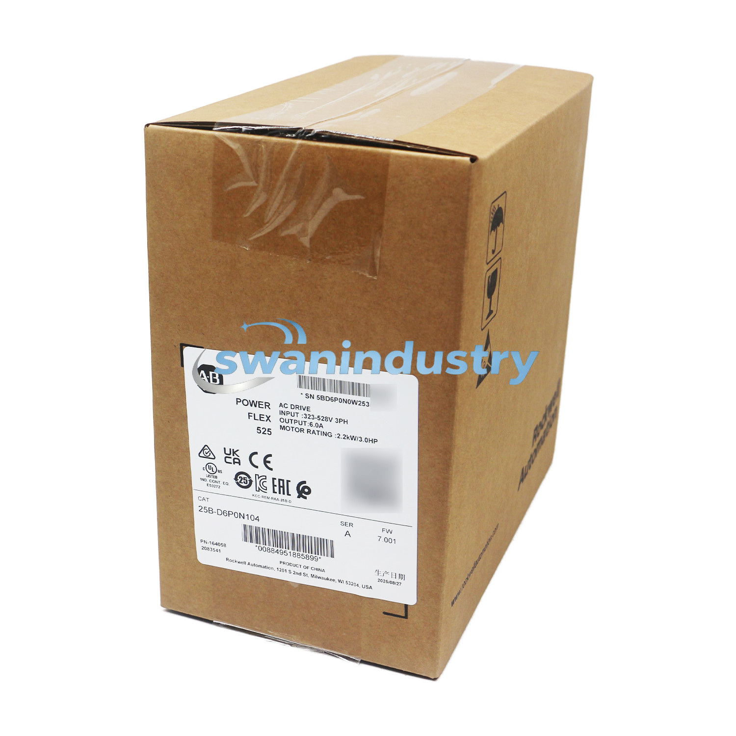 New Allen Bradley 25B-D6P0N104 PowerFlex 525 2.2kW (3Hp) AC Drive