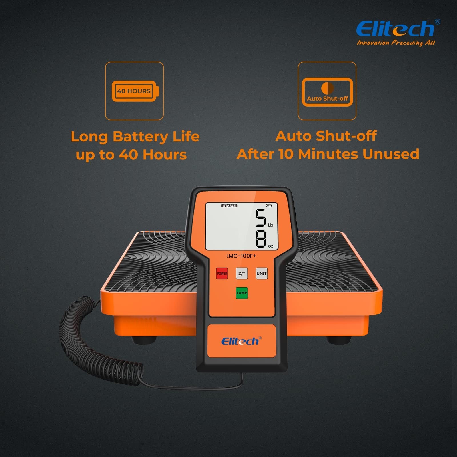 LMC‑100F+ Elitech HVAC Refrigerant Scale 110lbs ±0.05% Accuracy Metal Platform