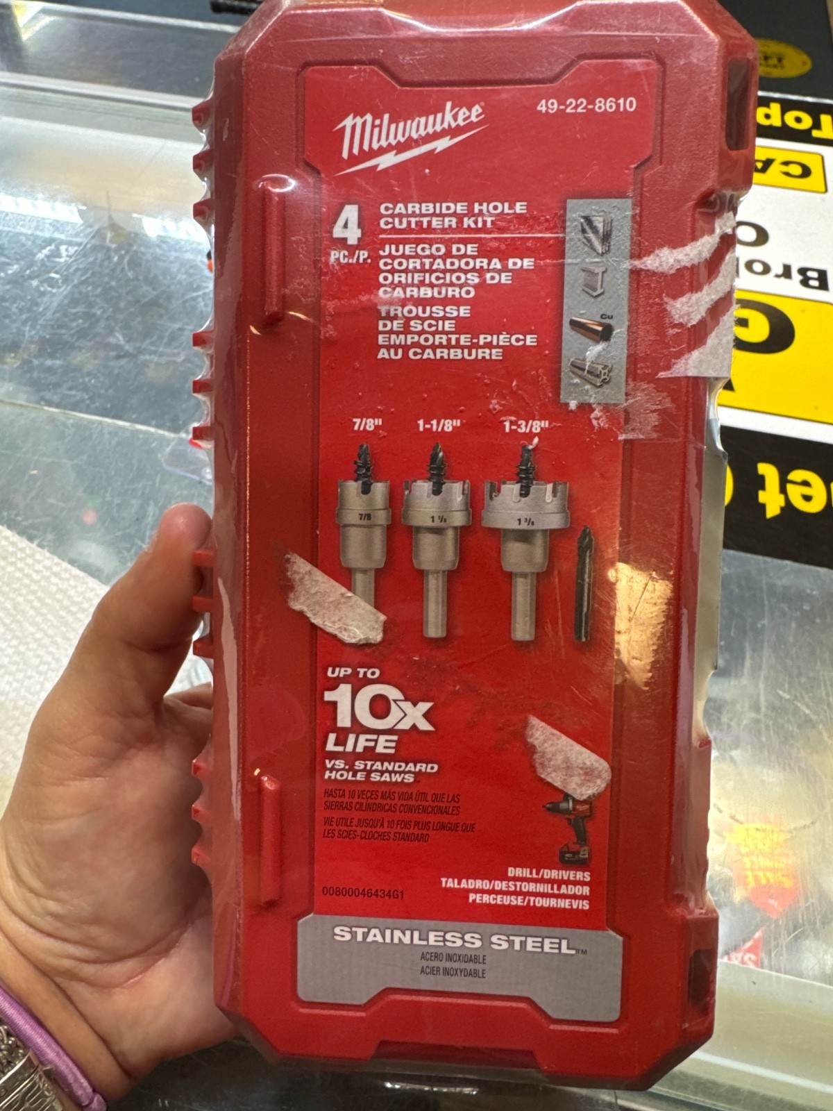 Milwaukee 49-22-8610 4pc Carbide Hole Cutter Kit 7/8”, 1-1/8”, 1-3/8” New