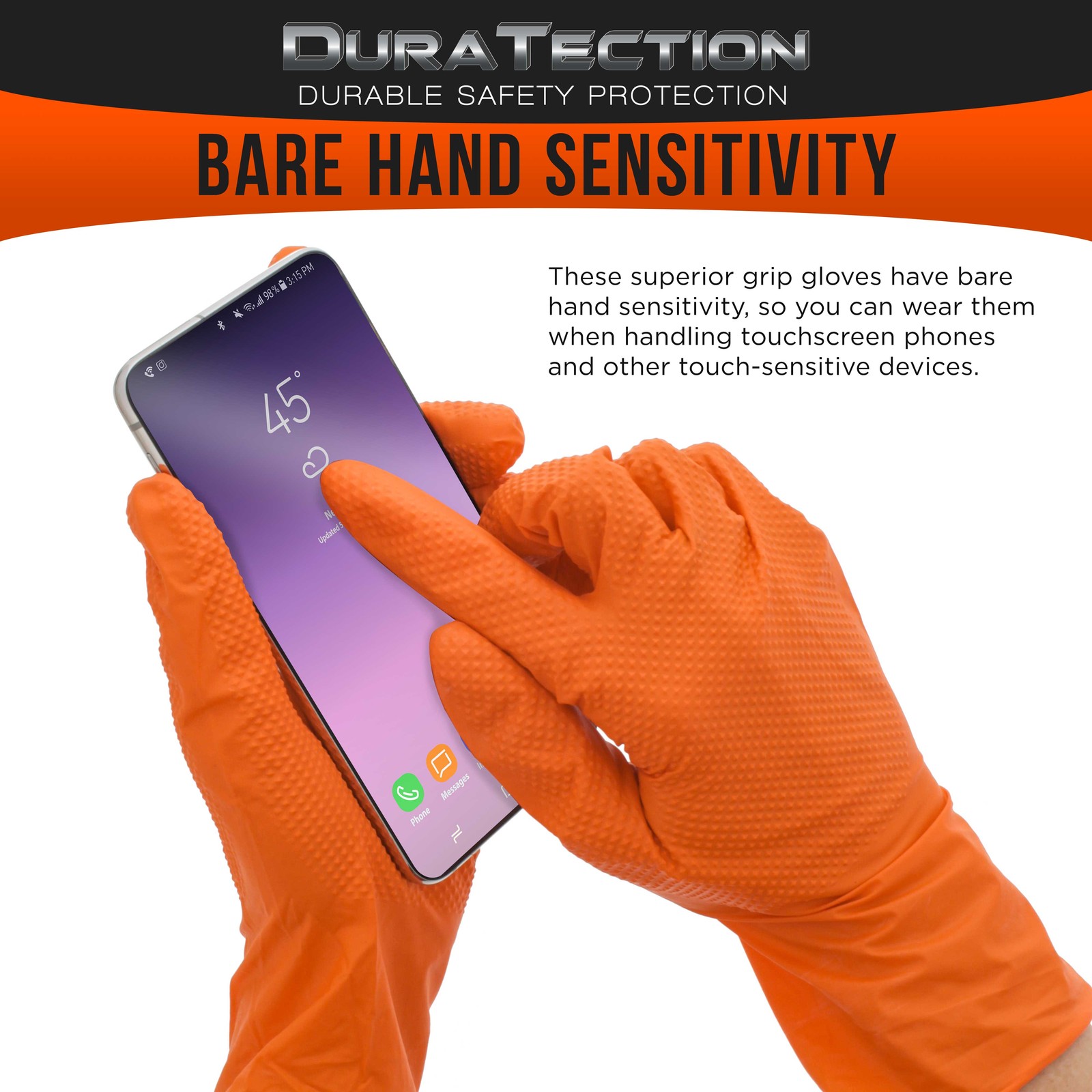 Duratection 8Mil Super Duty Diamond Textured Nitrile Gloves, 300 Gloves, X-Large