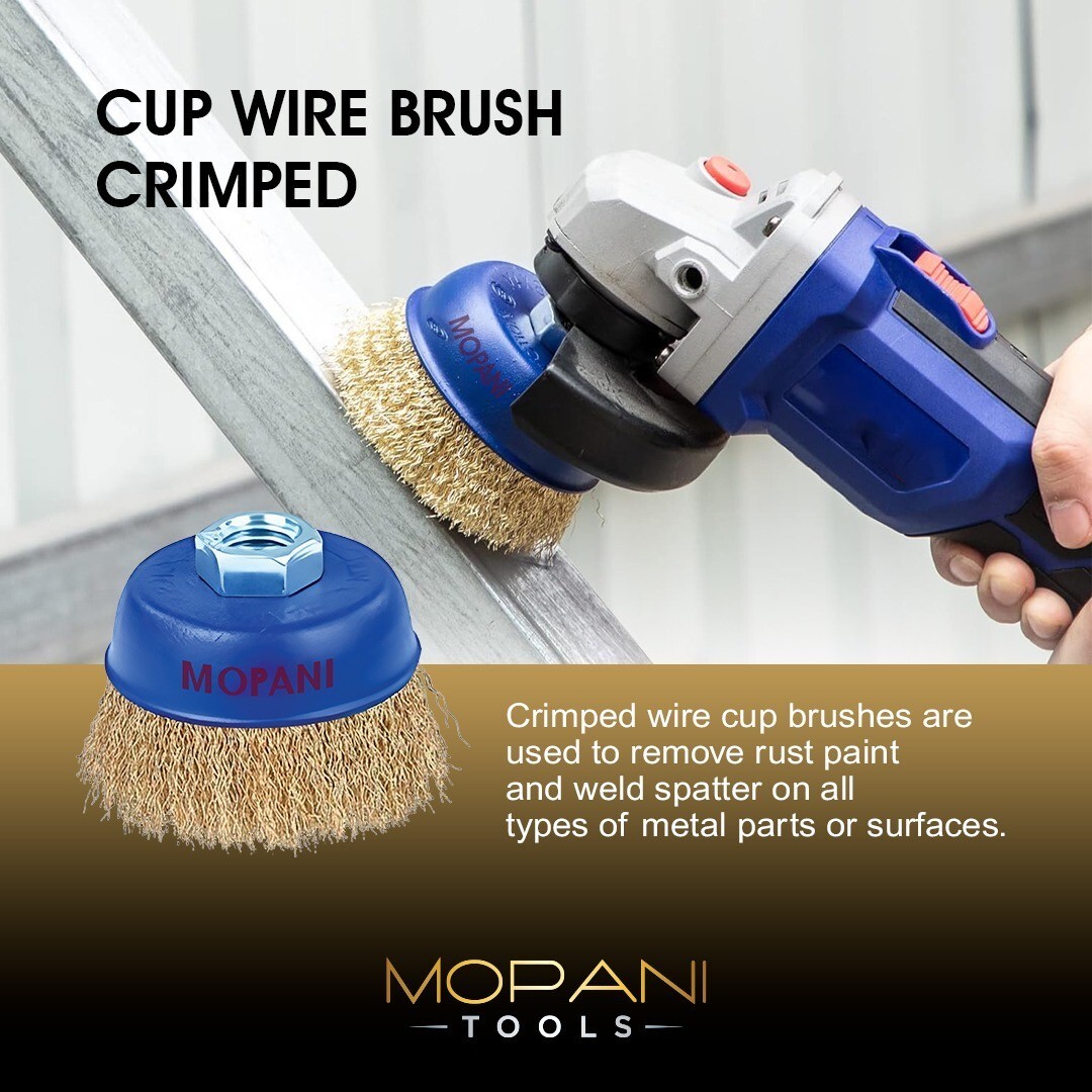 4″ Crimped Wire Cup Wheel Brush Set For Grinders, 5/8″-11 Threaded Arbor: 2 Pack