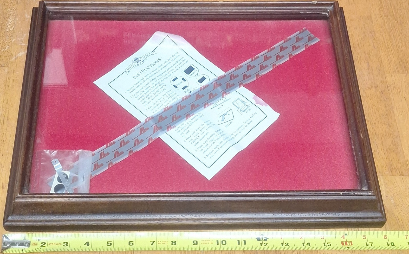 Studio America Wall Mounted Wood & Glass Display Case with Red Felt Interior