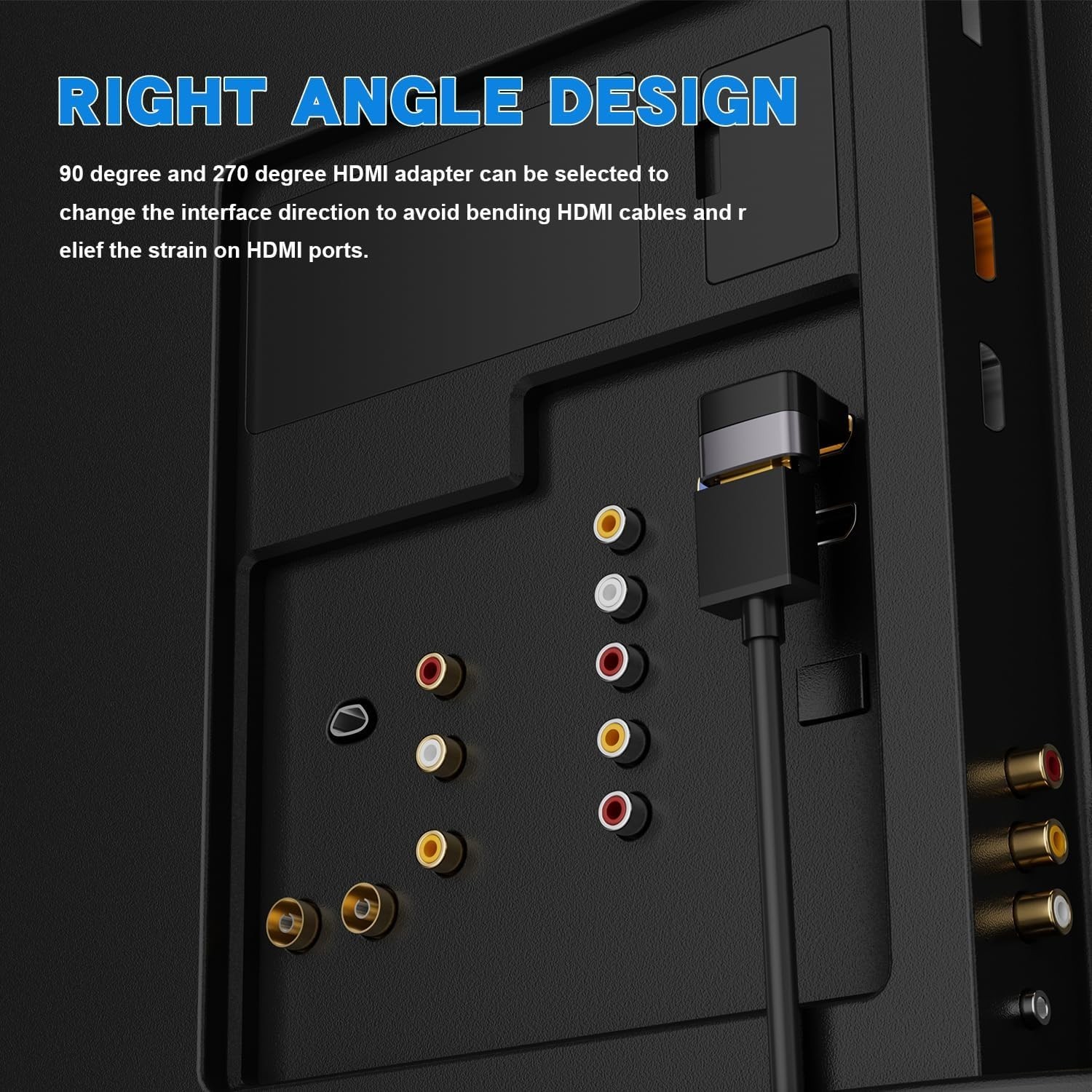 8K@60Hz Right Angle HDMI Adapter, 90 Degree and 270 Degree HDMI Adapter (2 Pack)