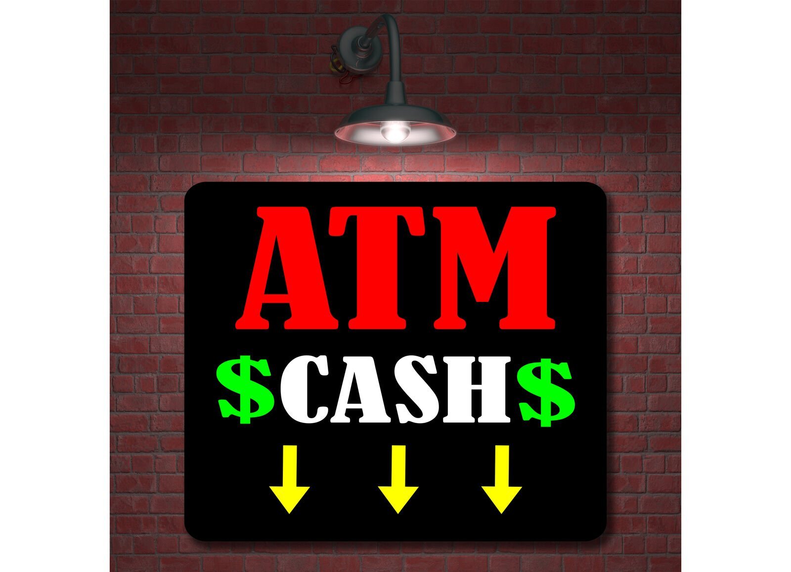 ATM CASH ARROWS NEON Aluminum Composite Sign