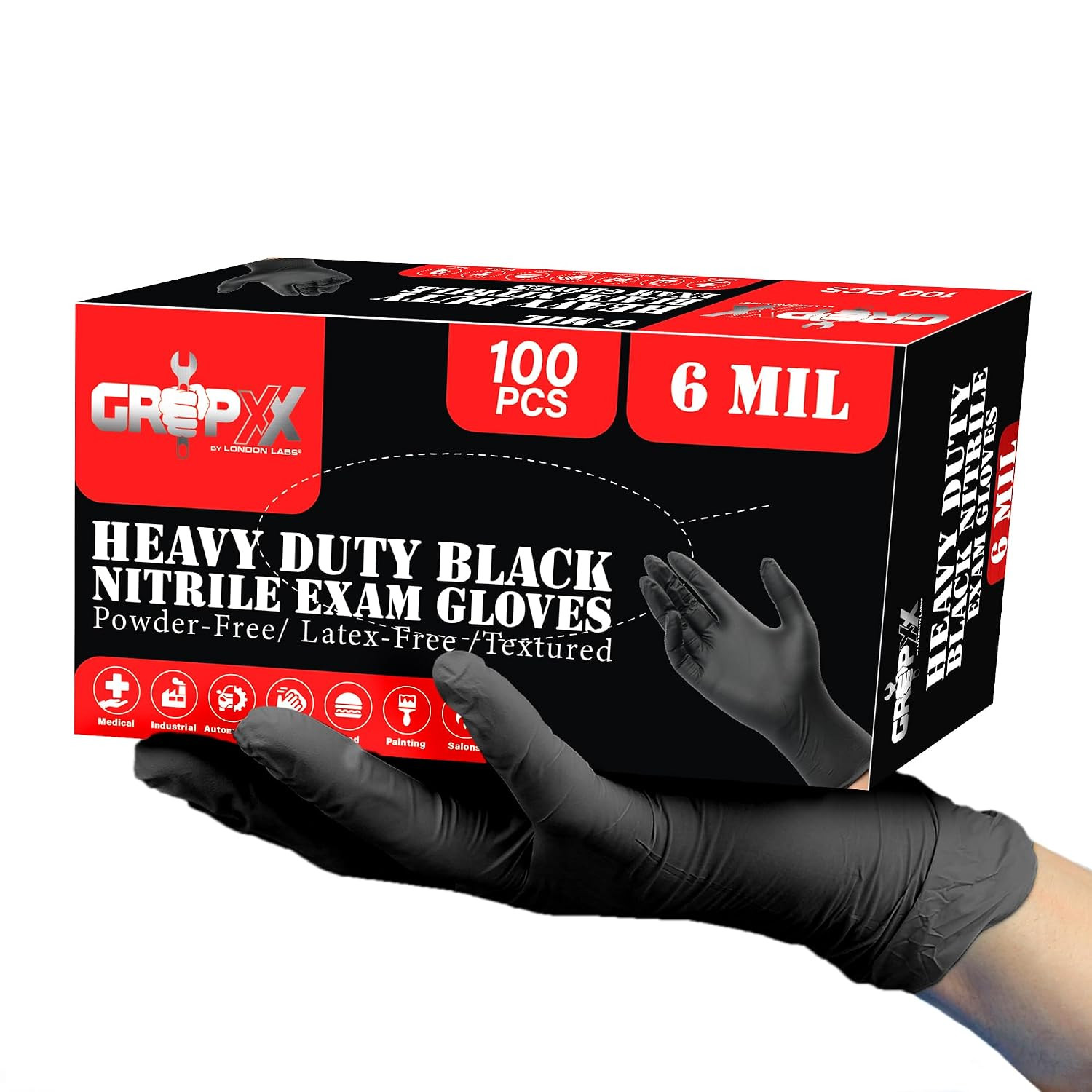 Heavy Duty 6 Mil Black Nitrile Gloves – Disposable, Latex & Powder Free | Mechan