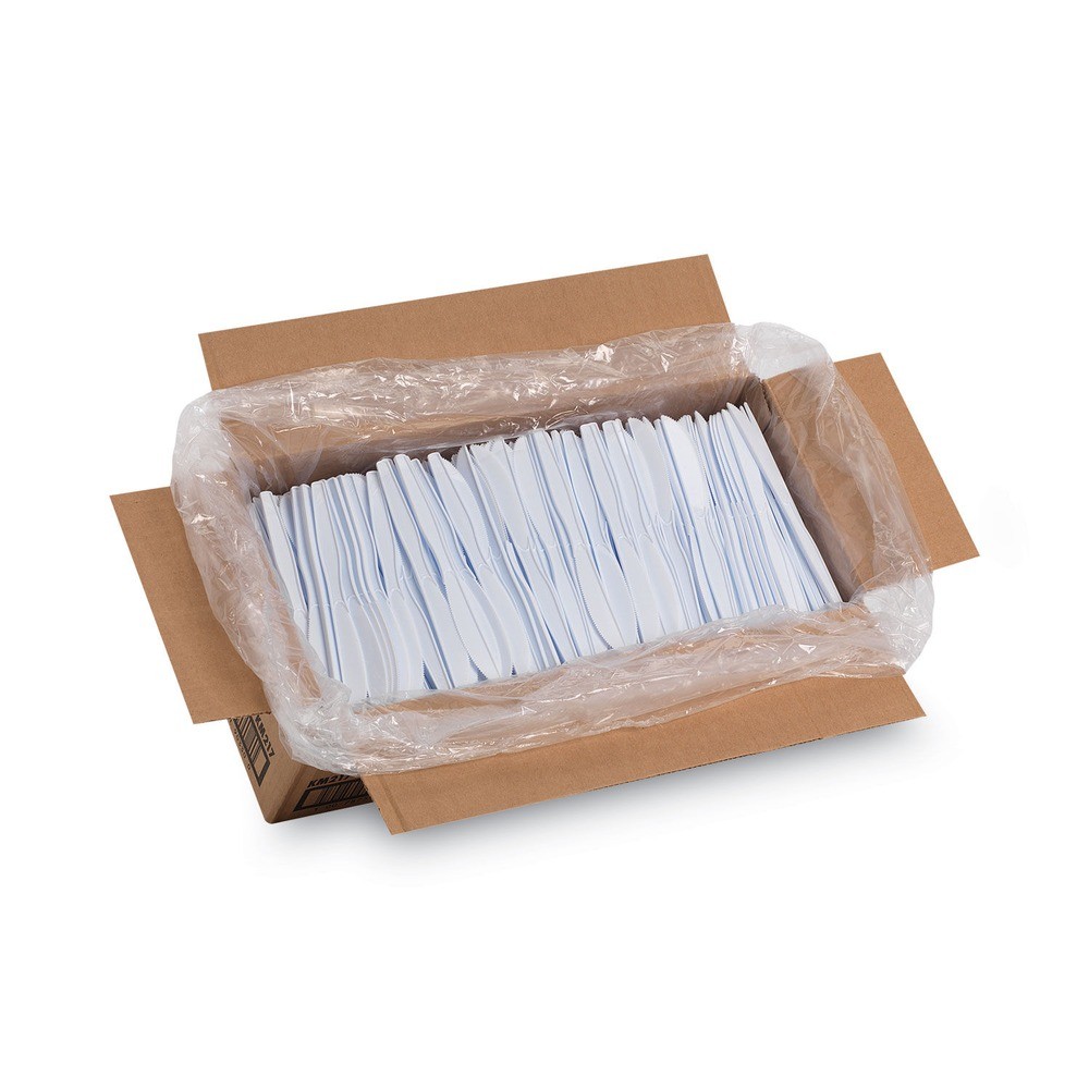 Dixie KM217 Heavy Medium Weight Knives Plastic Cutlery – White (1000/Carton) New