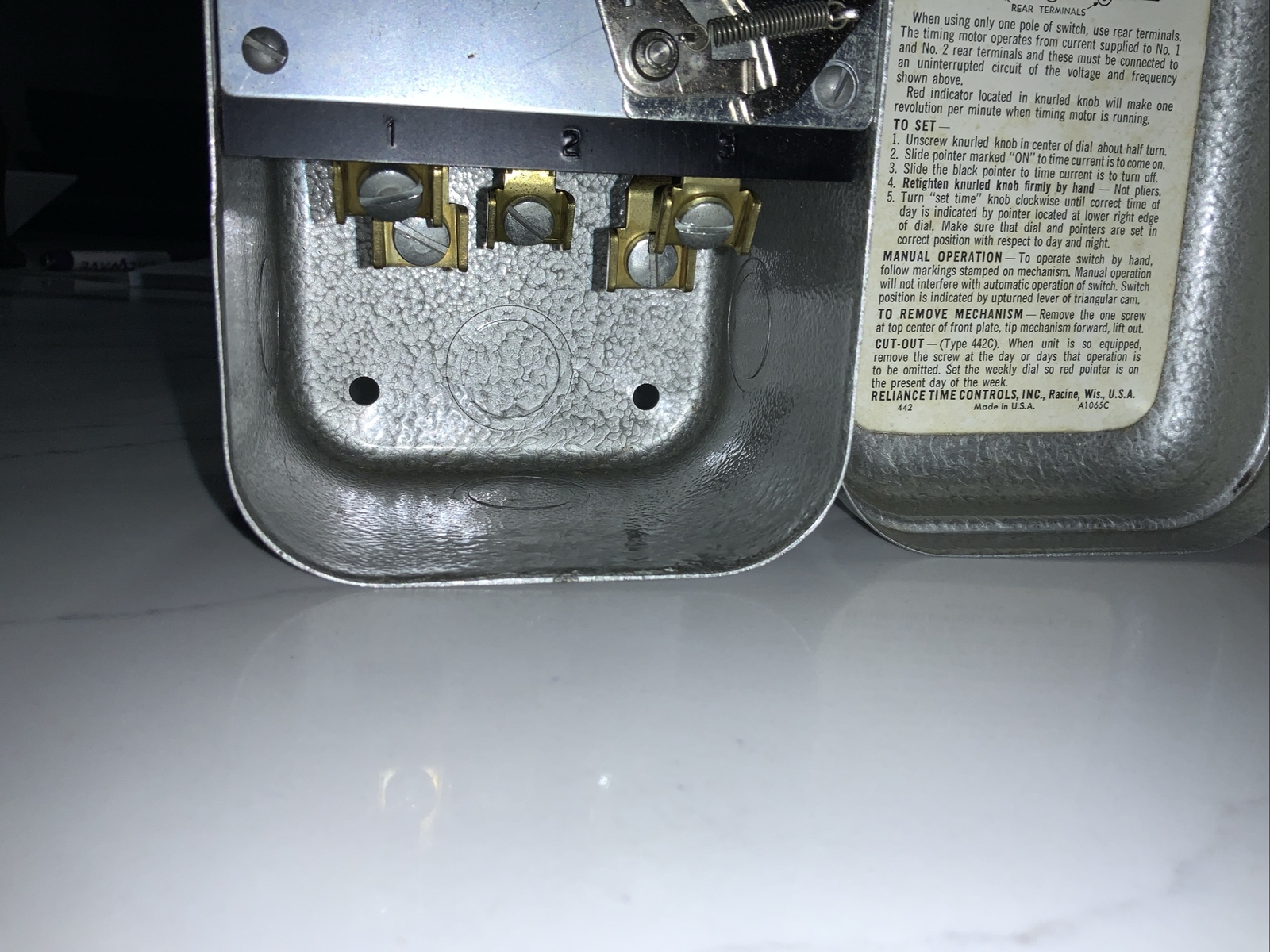 NOS Vintage: Reliance Type 442C Time Switch #A1065C – 120/240 Volt, AC – 60 Cy.