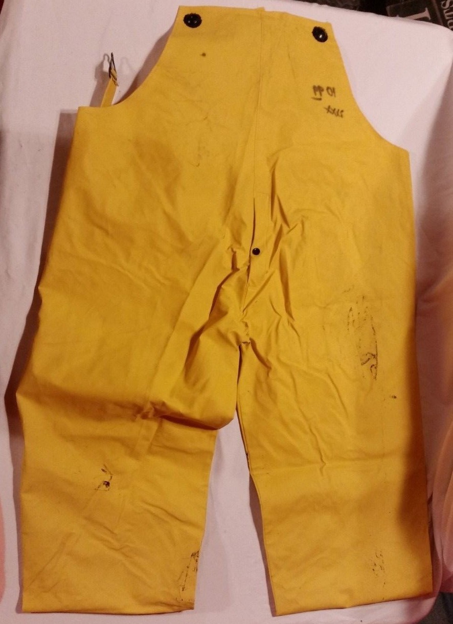 DARK YELLOW 3XLARGE 43X30.5 WET RAIN SUIT PANTS BOTTOMS SUSPENDERS BIB OVERALLS