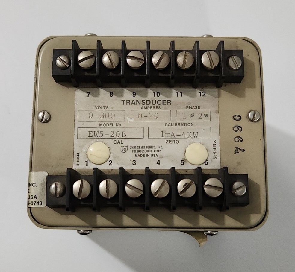 *PREOWNED* Ohio Semitronics EW5-20B Transducer 0-300V 0-20A 1mA=4KW + Warranty!