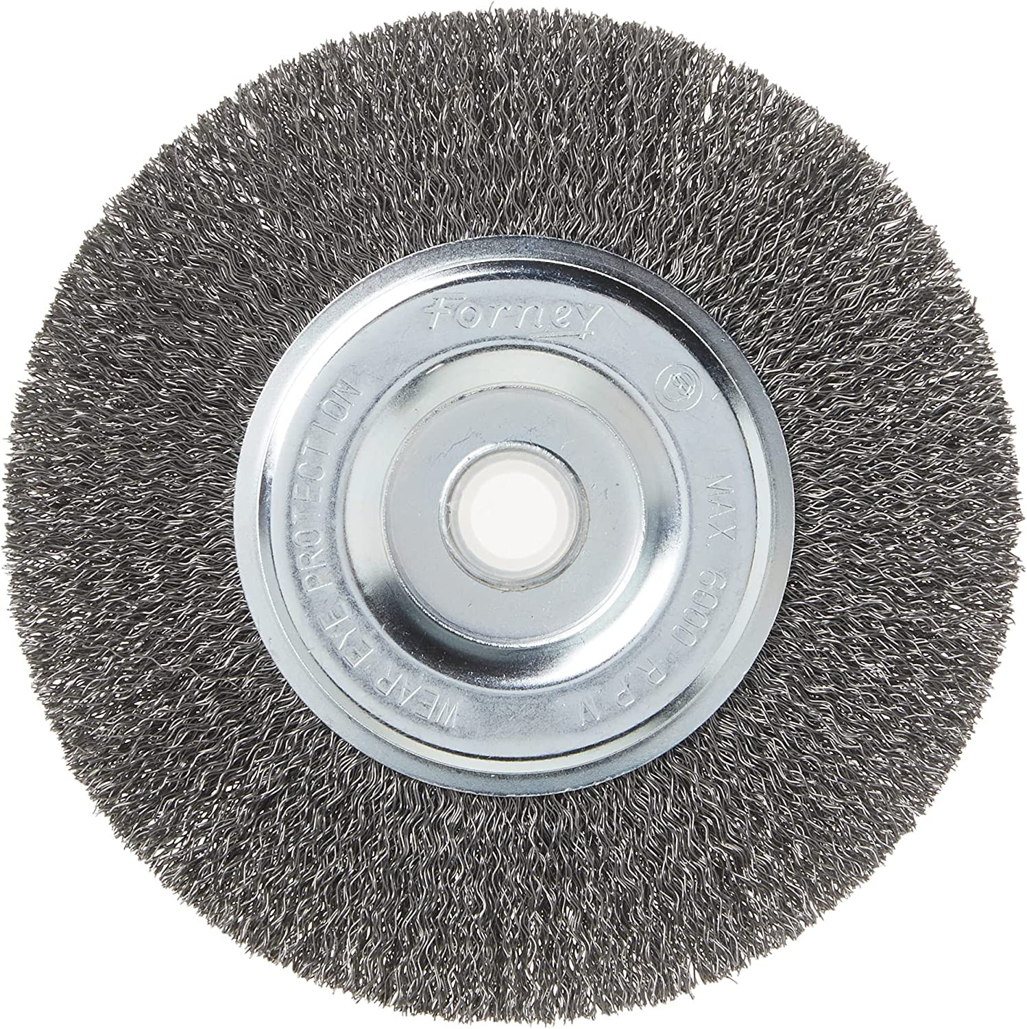 6 inch Wire Bench Wheel Brush, Coarse Crimped with 1/2-Inch and 5/8-Inch Arbor,