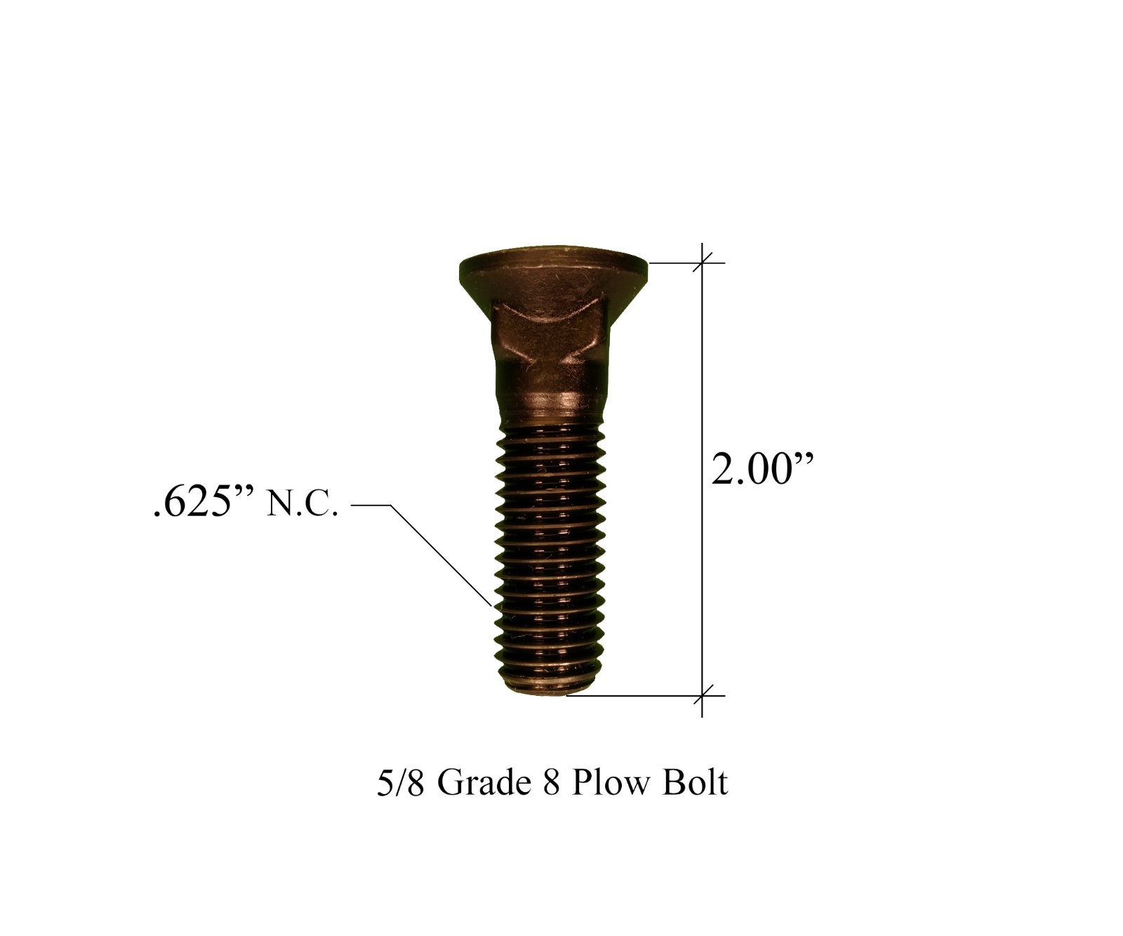 8 – Plow Bolt & Nut for Blades / Cutting Edge, 5/8-11x 2 – Grade 8, Dome Head