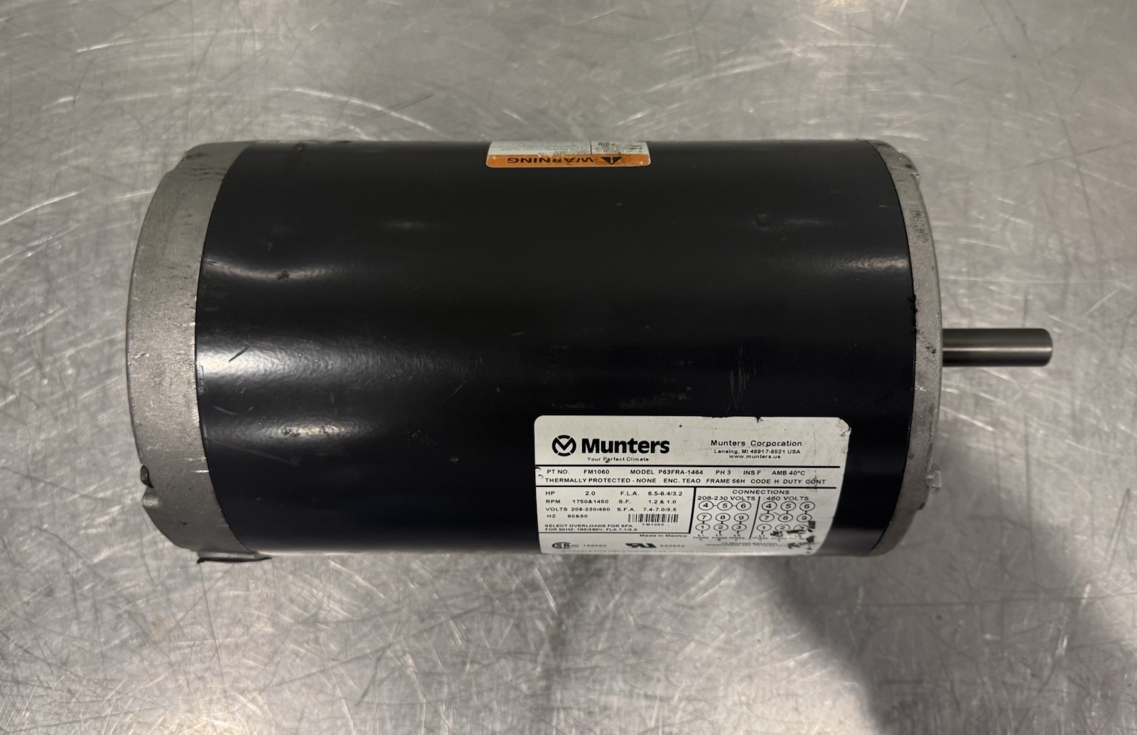 Munters FM1060 Motor 2HP 1750/1450 RPM P63FRA-1464 NEW! SHIPS FREE!
