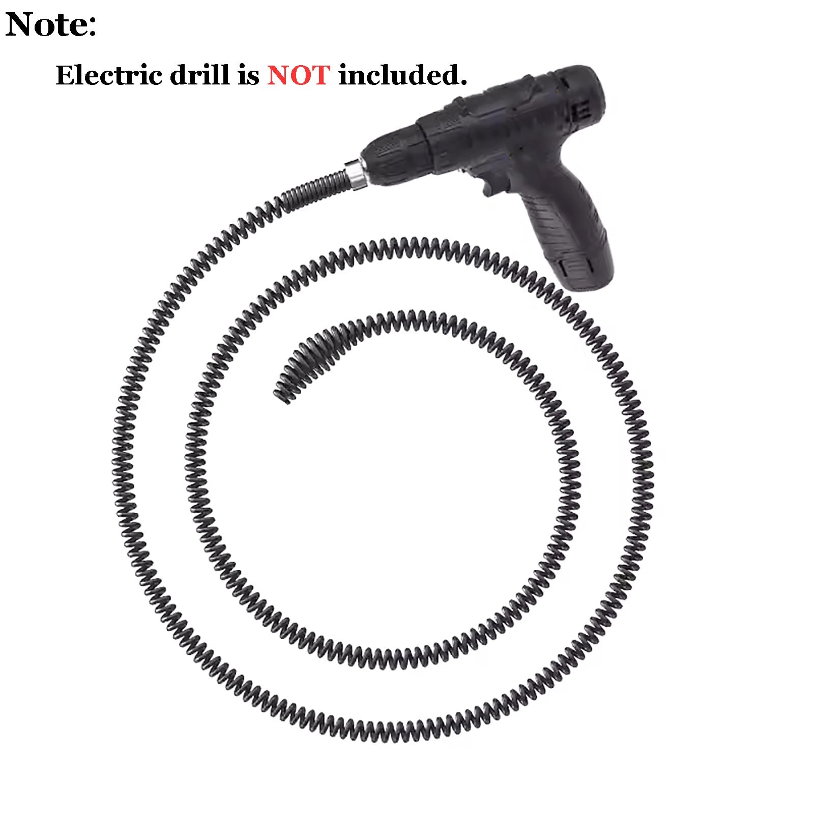 10mm HeavyDuty Drain Auger Snake Cable with Drill Adapter 6.5Ft/2M Flexible …