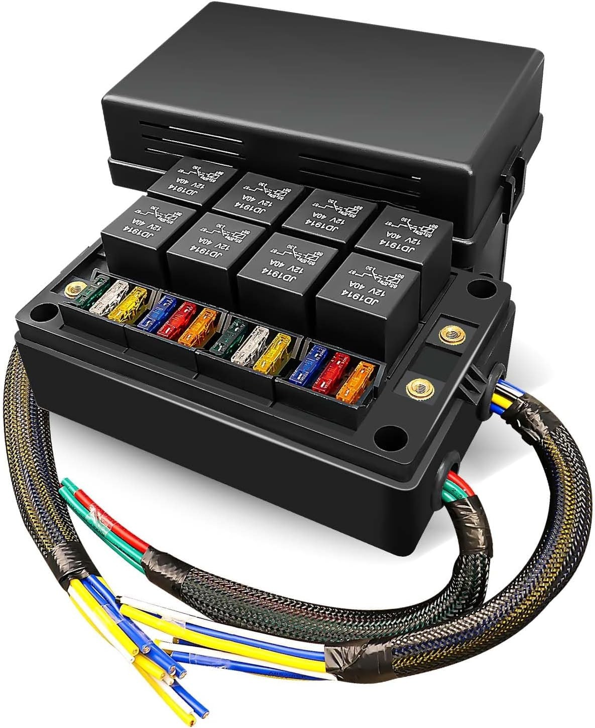 Pre-Wired 12V Relay Fuse Block with 8 Relays 12 Fuses