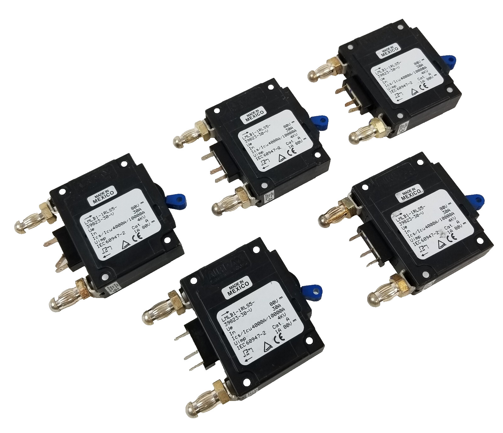 5 Sensata AIRPAX LMLB1-1RLS5-39823-30-V Circuit Breaker 80V 30A 1Pole Bullet NEW
