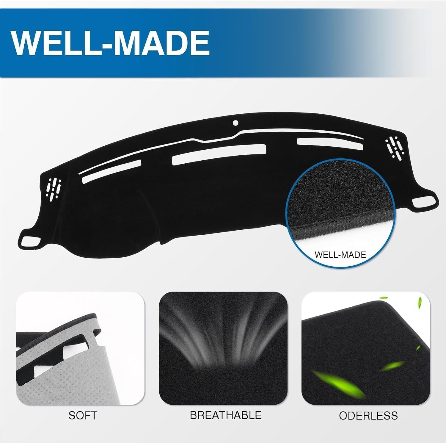 Dash Cover for 2009-2018 Dodge Ram 1500 2500 3500 Non Slip Dashboard Mat KUST