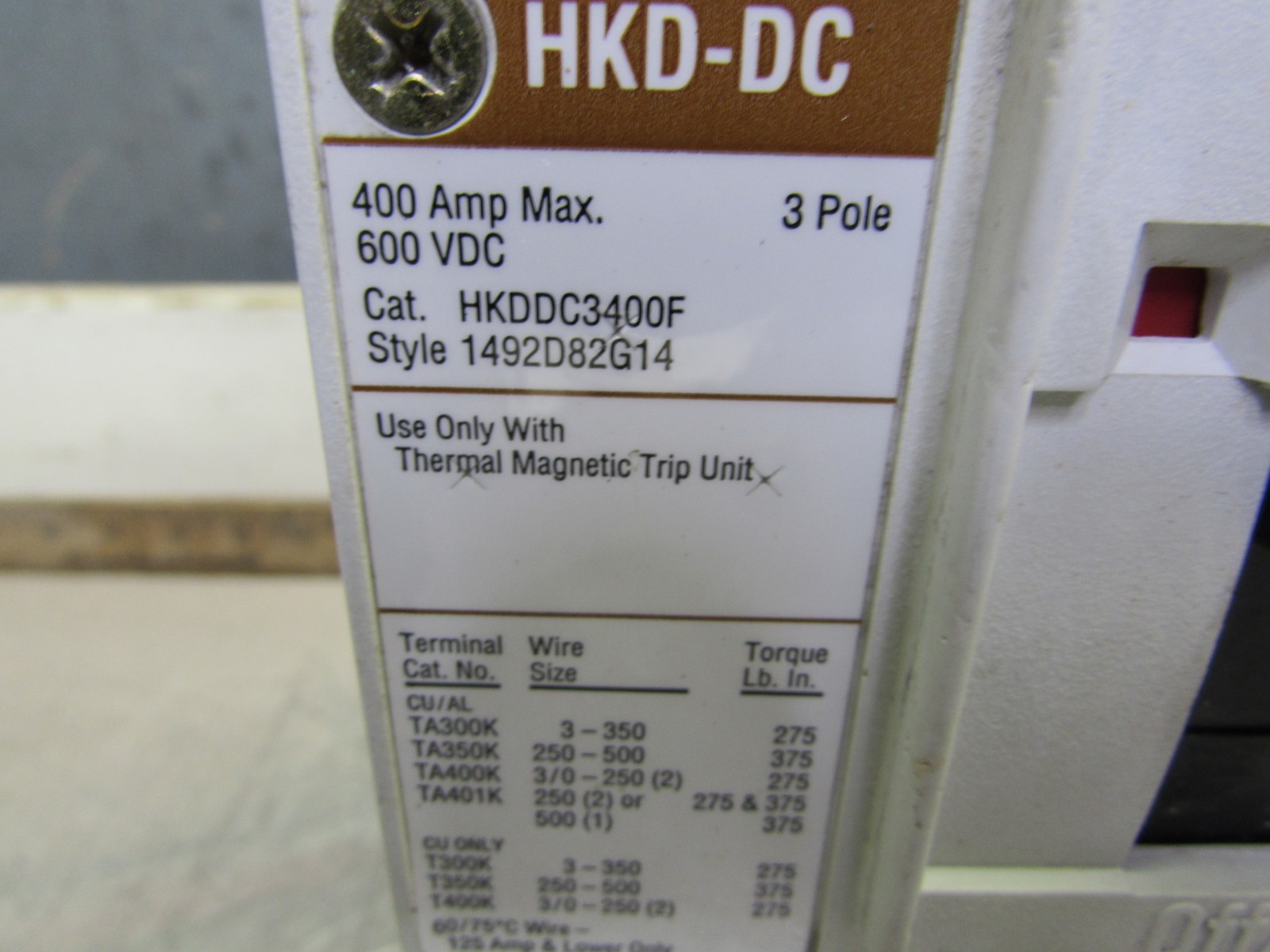 Cutler Hammer HKDDC3400F ,DC Circuit Breaker ,3P/400A/600 VDC, MAKE OFFER!