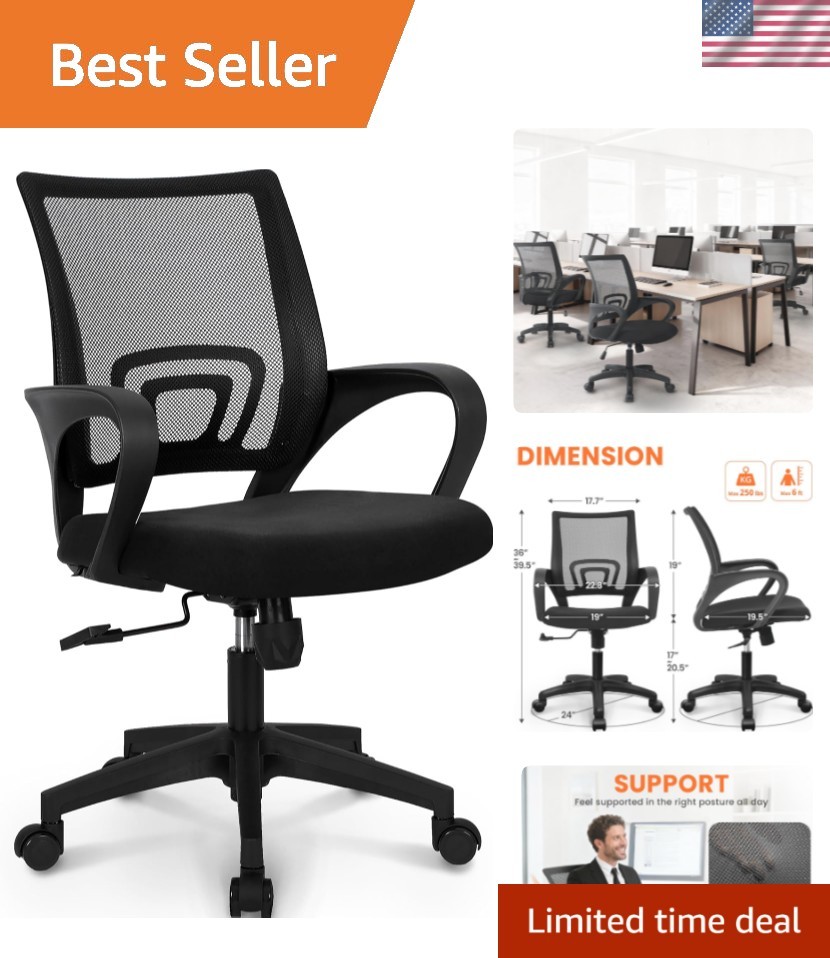 Ergonomic Mesh Chair with 360° Swivel & Height Adjustment for Any Room