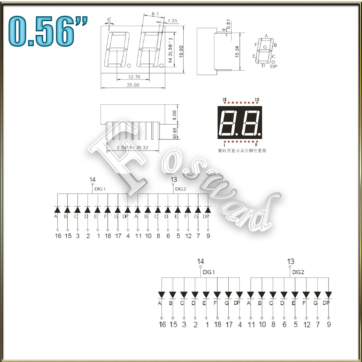 Seven 7 Segment LED Display 0.56″ 0.36 Inch Red 1 2 3 4 Digits Anode Cathode