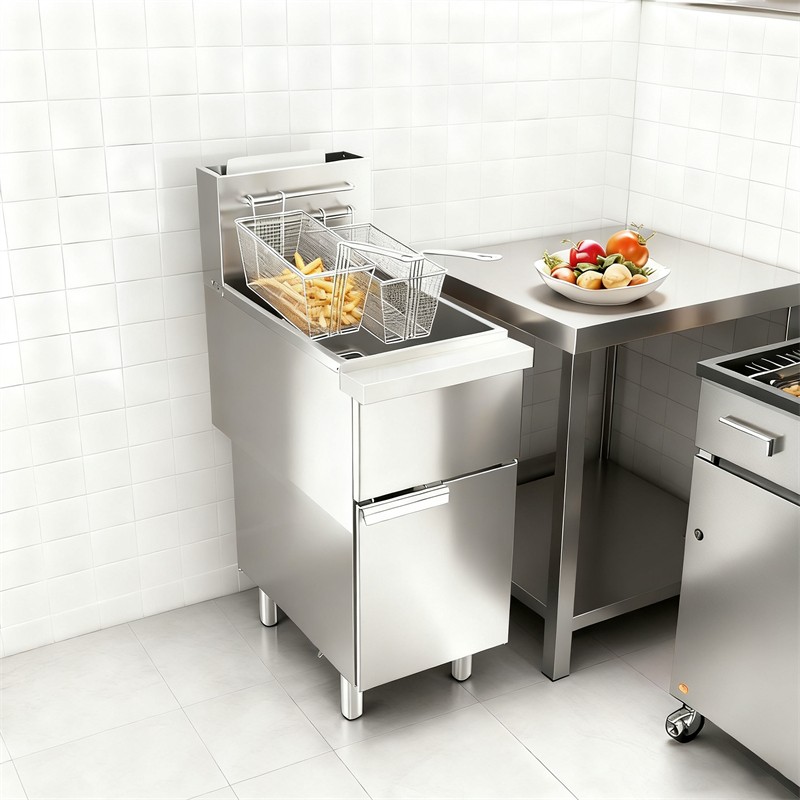 Commercial Deep Fryer Propane 3 Burners 40lbs 90000 BTU 400°F CSA 200°F-400°F