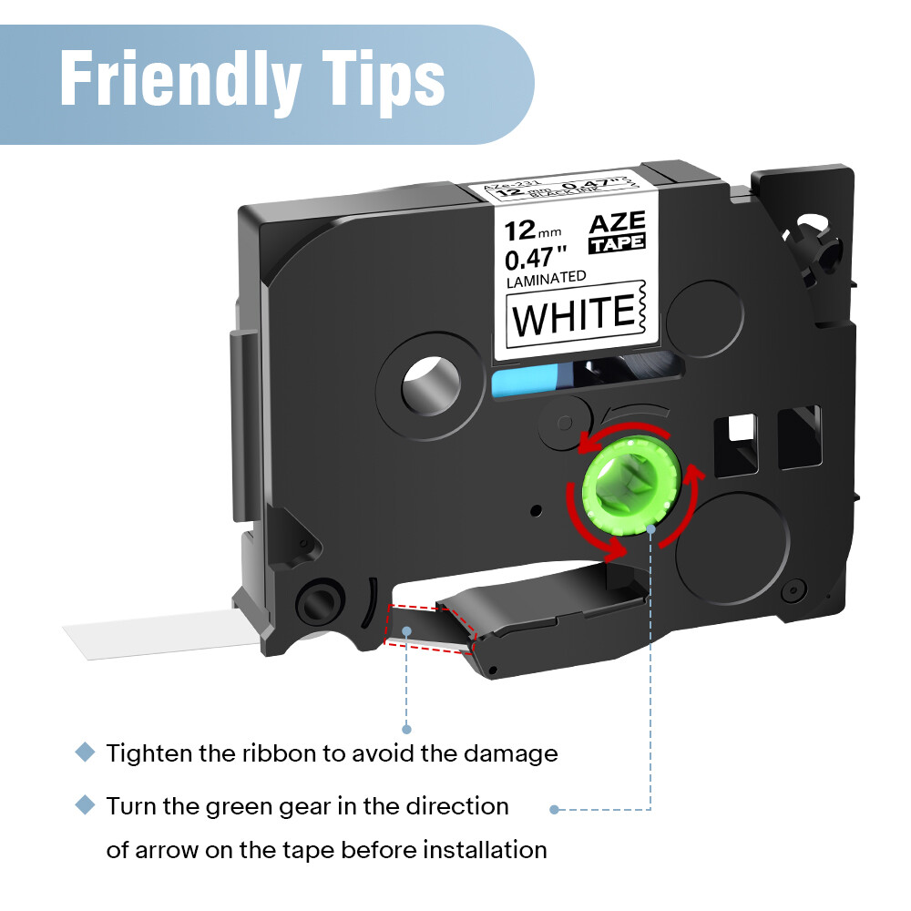 3PK Black on White Label Tape for Brother PT-H110 TZ-231 TZe-231 12MM 0.47″ tape