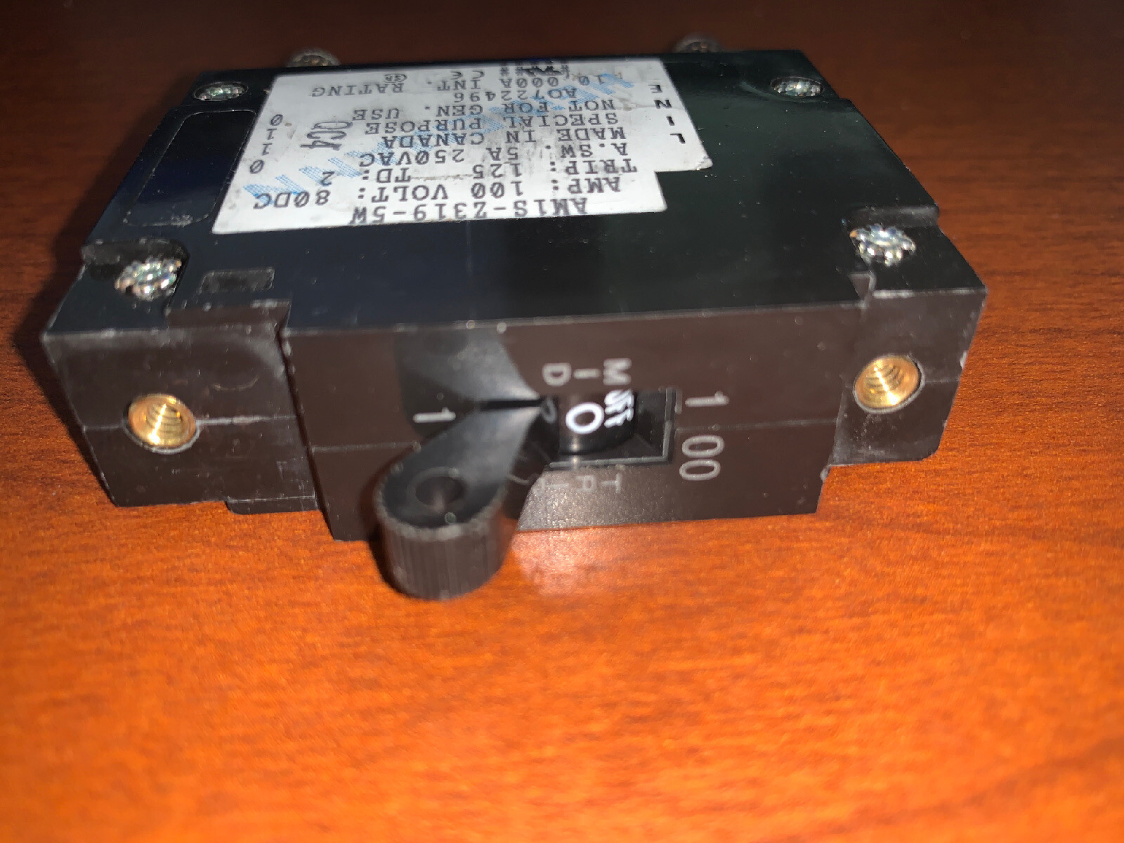 Eaton Heinemann AM1S-Z319-5W Circuit Breaker 100 Amps 100A 1 Pole Bullet 80V DC