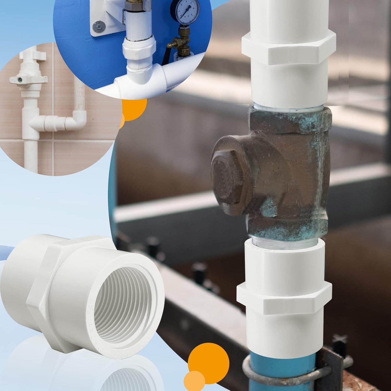 Versatile 10-Pack of 3/4» PVC Threaded Pipe Couplings – High-Quality Material