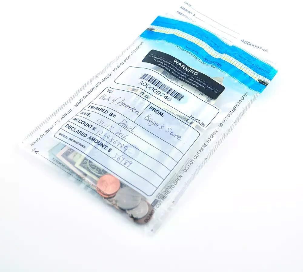 Clear Tamper Evident Deposit Bags 6X9 Inches Self Sealing Waterproof 100 Pack