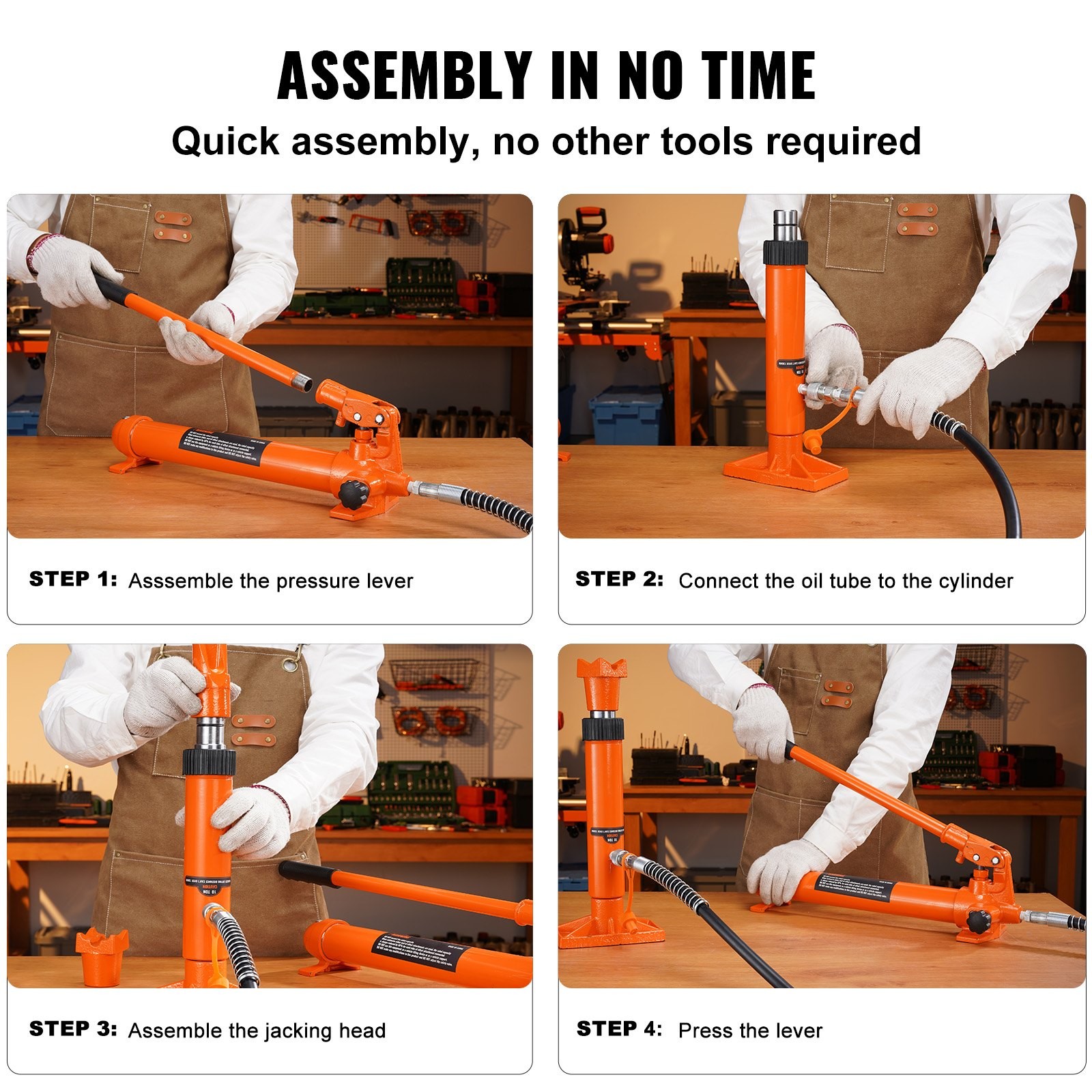 Hydraulic Ram Kit 12Ton Portable with Storage Case 4.6ft/1.4m Hose