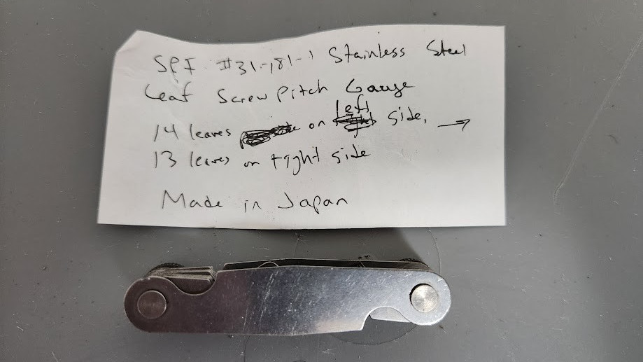 VINTAGE SPI #31-181-1 Stainless Steel Leaf Screw Pitch gauge (made in Japan)