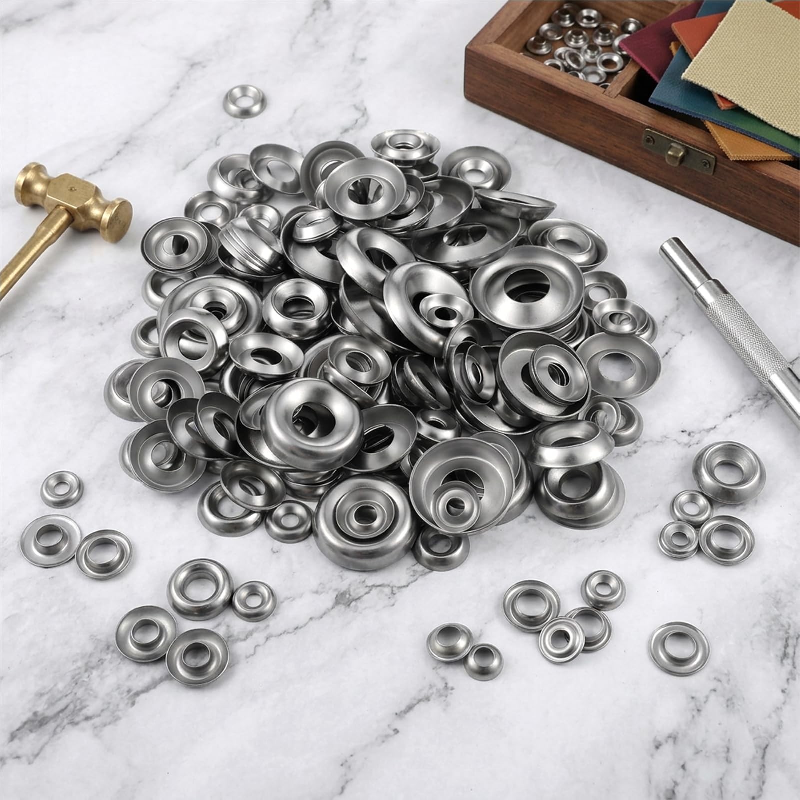 200 Pcs Finish Washers Countersunk Washers 7 Sizes Stainless Steel Cup Assort…