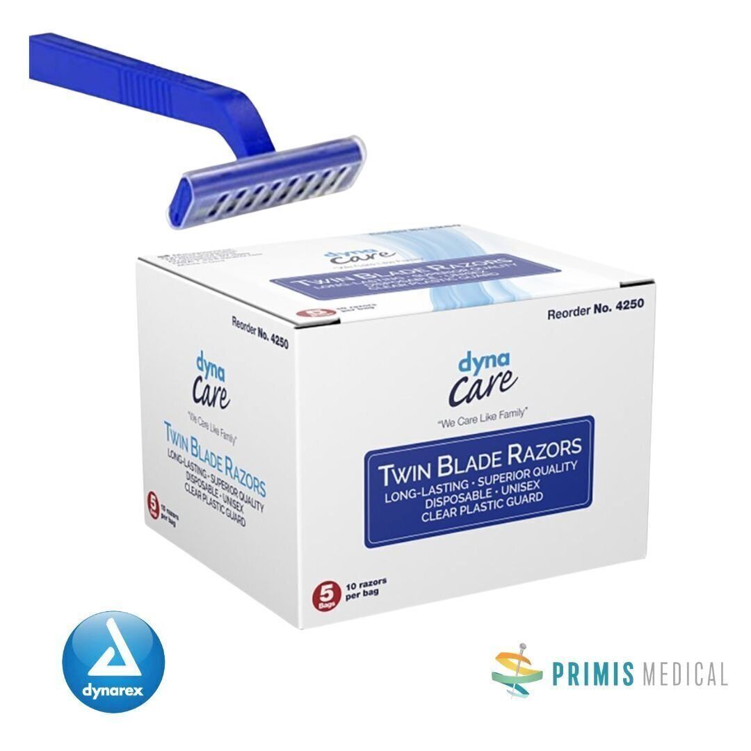 Dynarex 4250 Twin Blade Prep Razor 50 Box