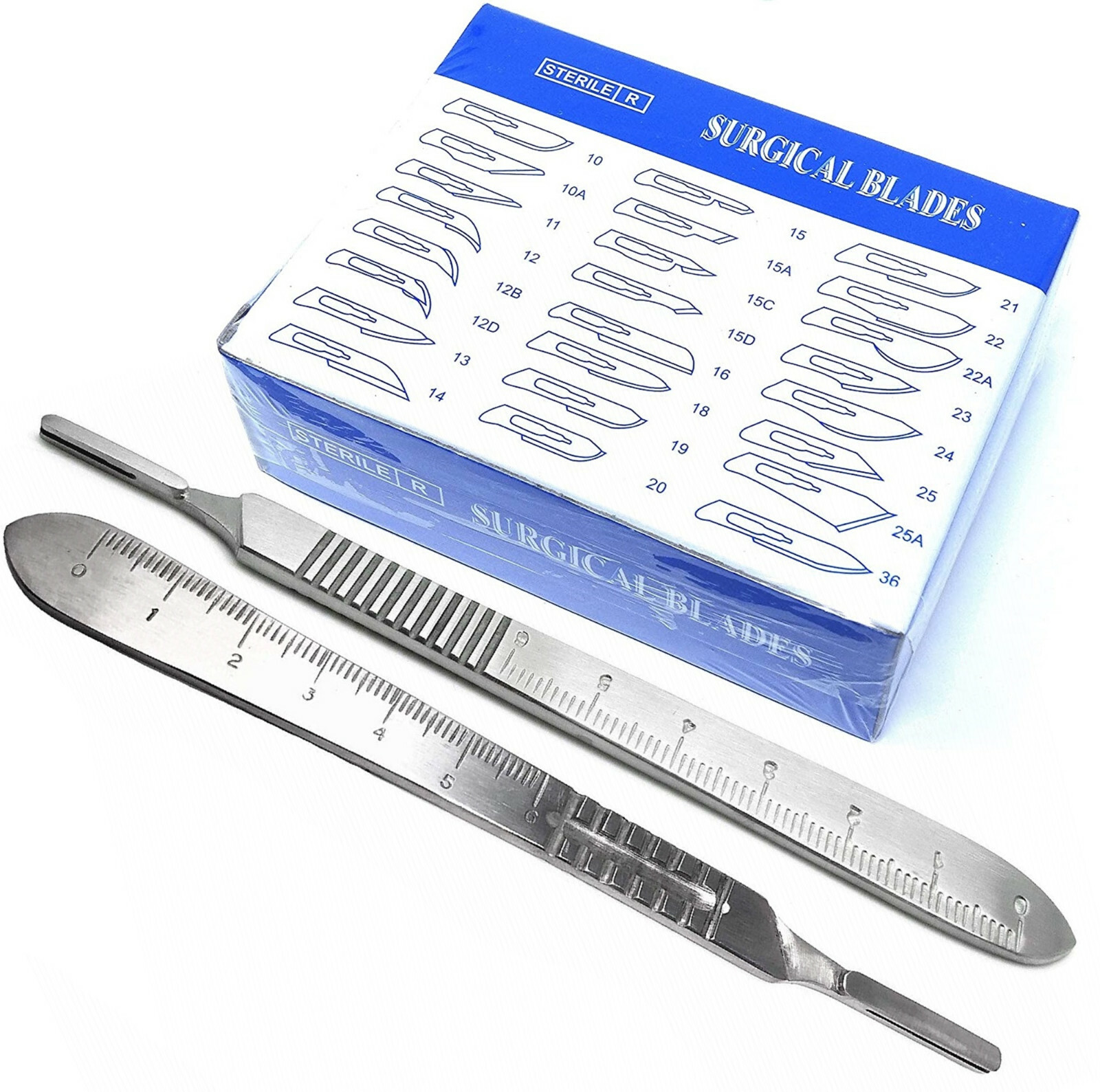 100 Sterile Surgical Blades with FREE Scalpel Knife Handle Medical Dental Tools