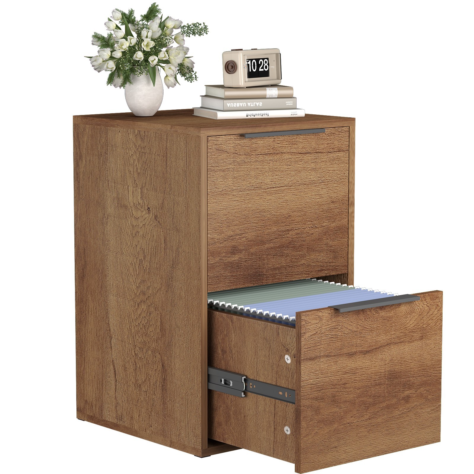 Under Desk Drawer File Cabinet, Wooden 2 Drawers Filing Cabinet for Home Office