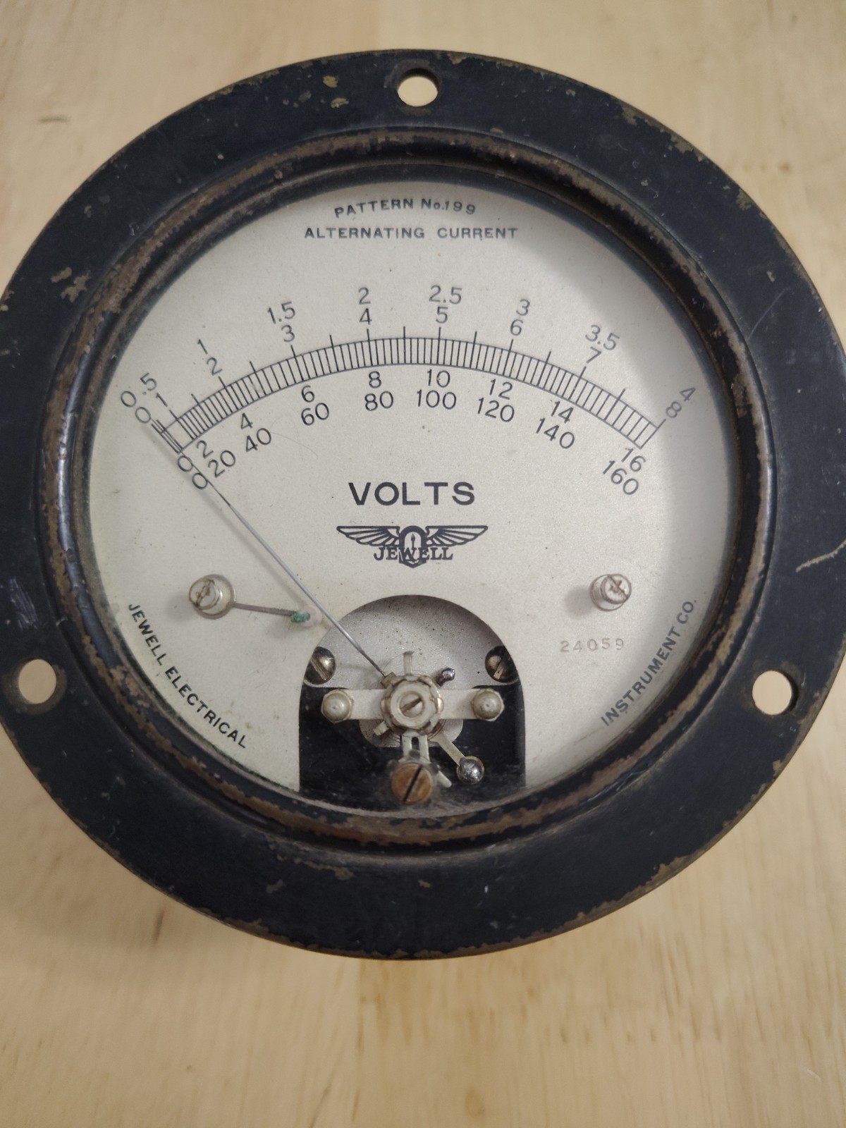 Vintage Jewell ElectricalAC Volts Panel Meter Pattern No 199 Measures 0-160 VAC