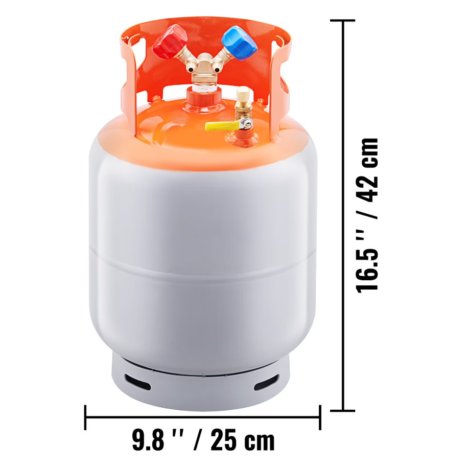 Refrigerant Recovery Tank 30lb, 400 PSI Y Valve for R134A R410A R22