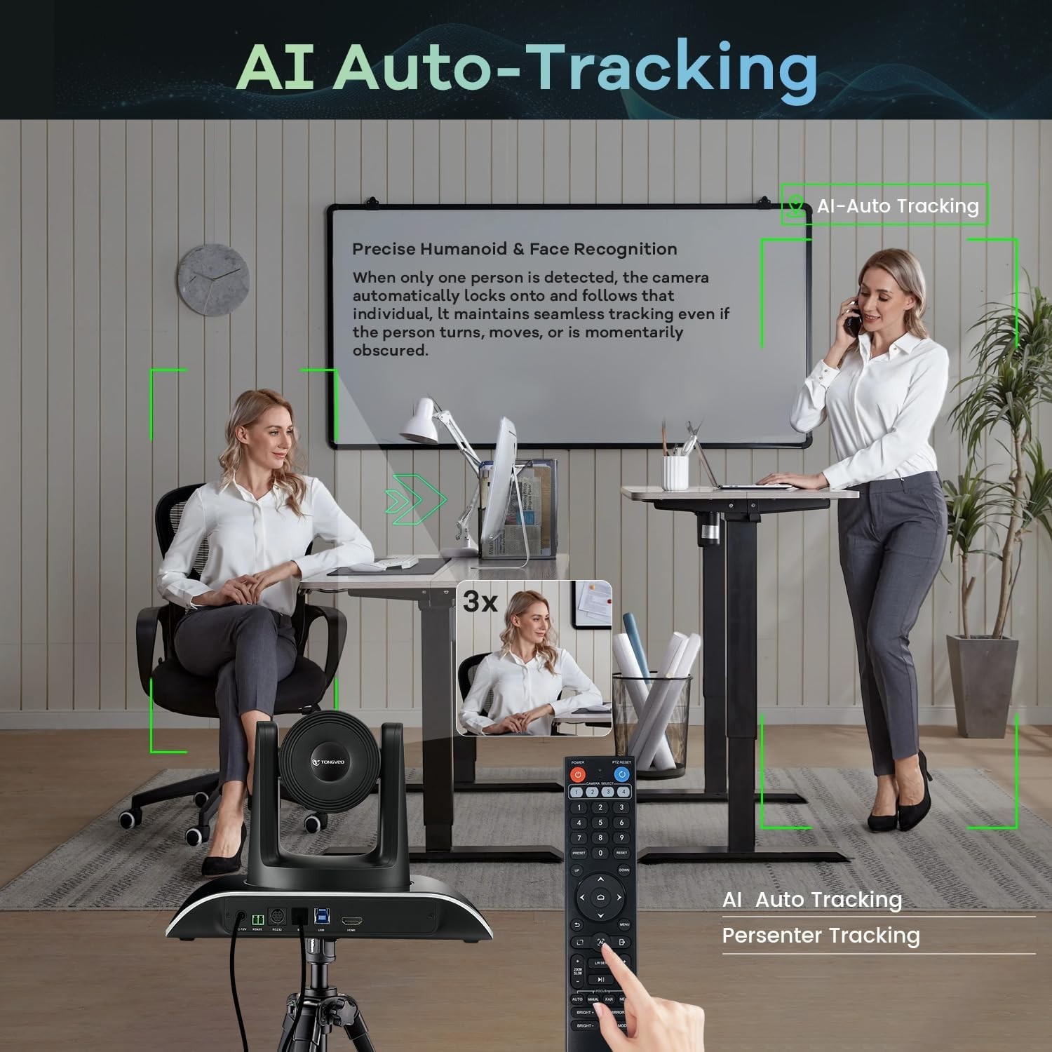 All-in-One AI Auto-Tracking HD Conference Camera and Bluetooth Speaker System
