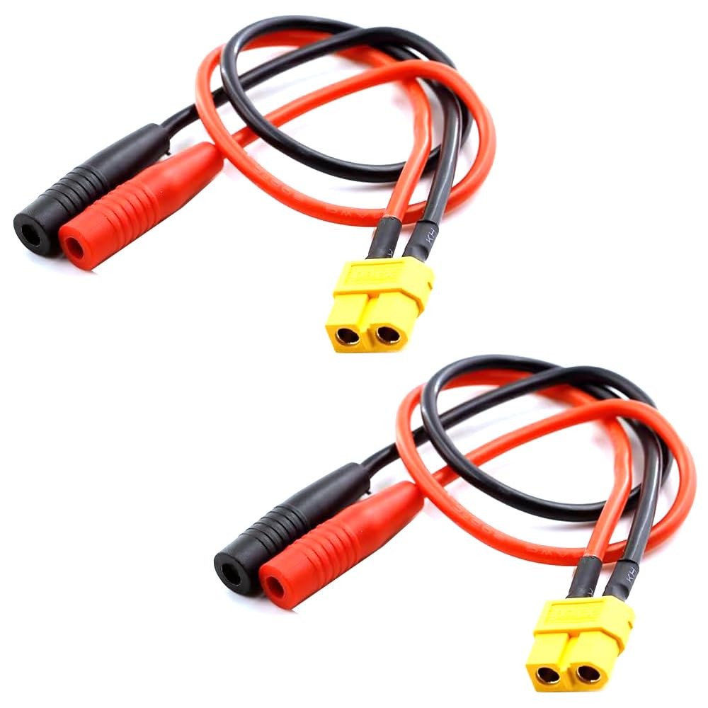2Pcs XT60 Female to 4mm Banana Bullet Female Connector Adapter Cable 14awg 30…