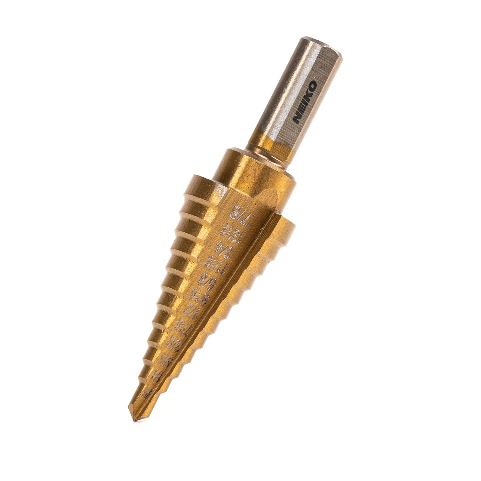NEIKO 10185A Titanium Step Drill Bit, High-Speed Alloy-Steel Tri-Flat Shank