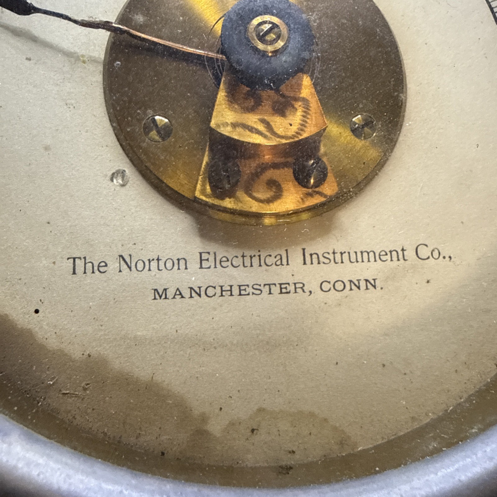 Antique Norton Ammeter No. 1615 – Brass Industrial Electrical Gauge CT