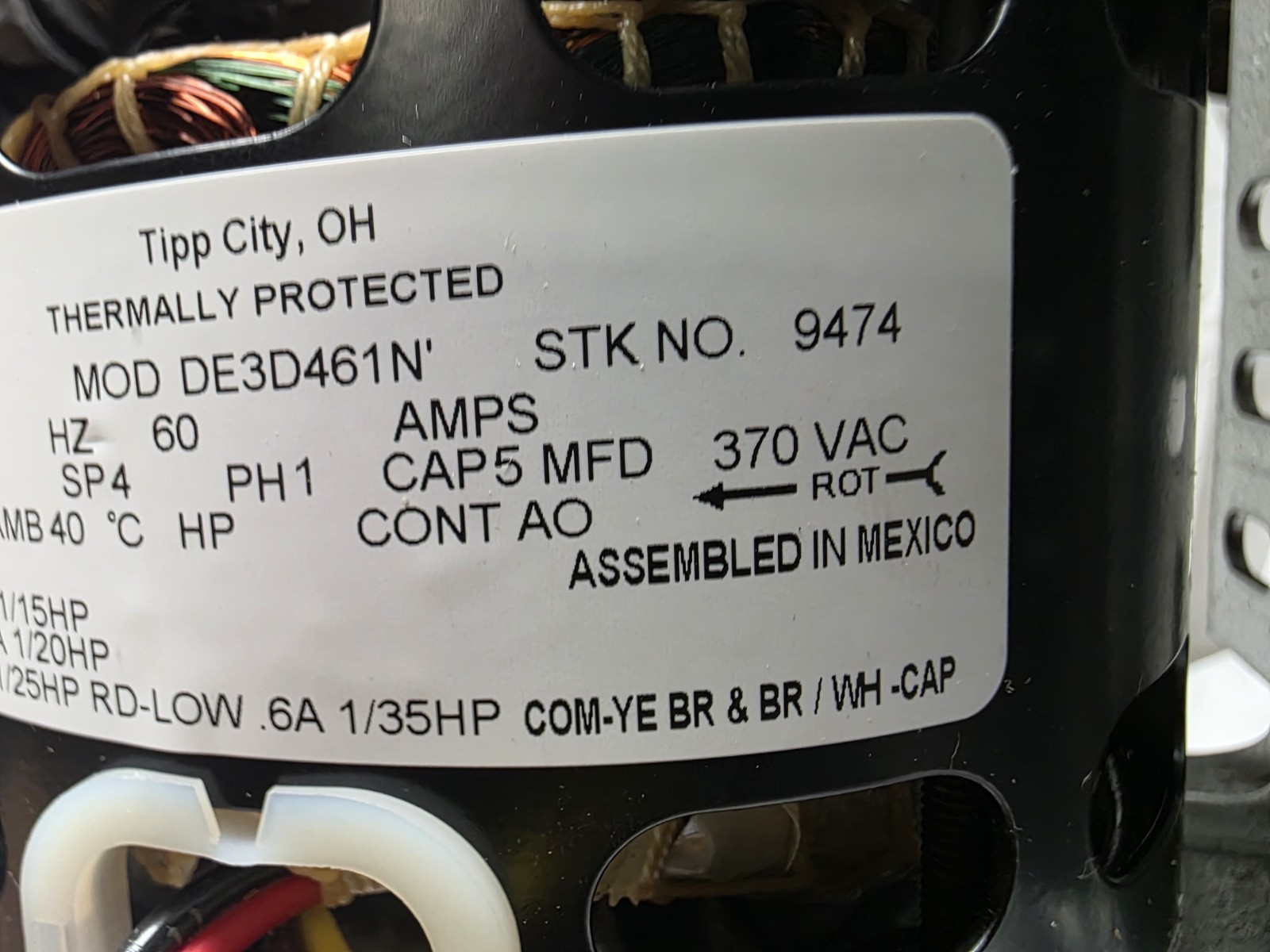 Century Cat 9474 1ph 1075 RPM 1/15 hp 42Y Fr. 115v. 4 Speed Motor