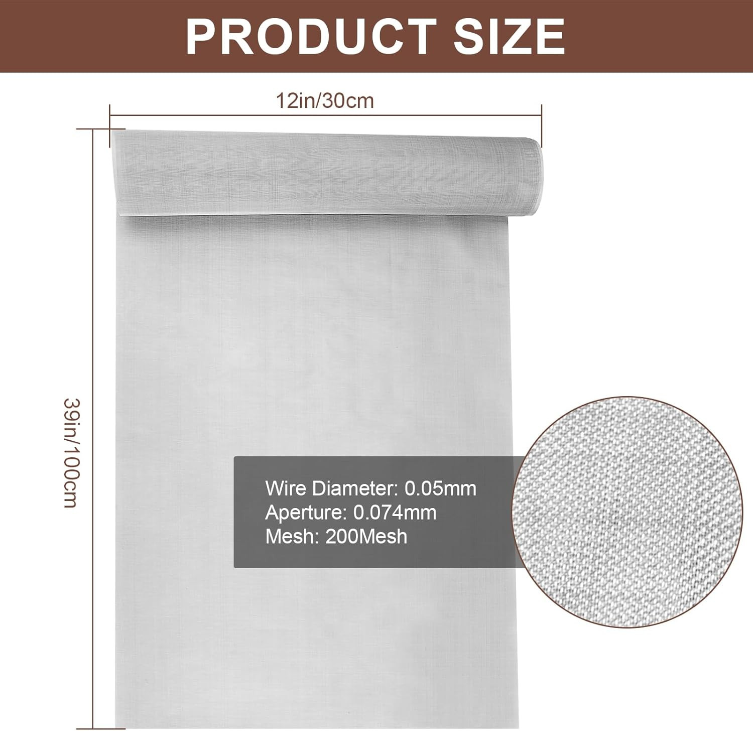304 Stainless Steel Screen 200 Mesh, 39.3″ X 11.8″(100cm X 30cm) Metal Mesh S…