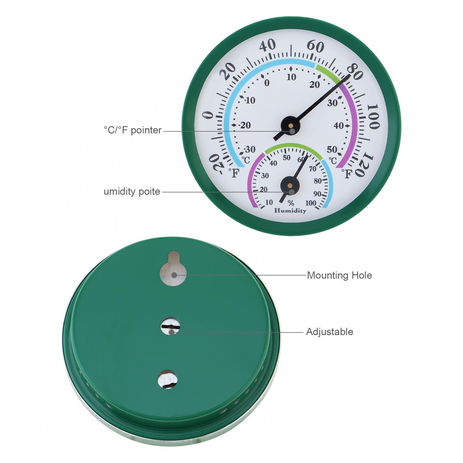 2 in 1 Mini Indoor Thermometer Temperature Hygrometer (No Battery Needed),Green