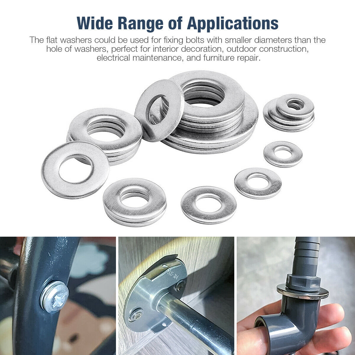 Split Lock and Flat Washer Assortment Set 304 Stainless Steel 400 Piece Silver