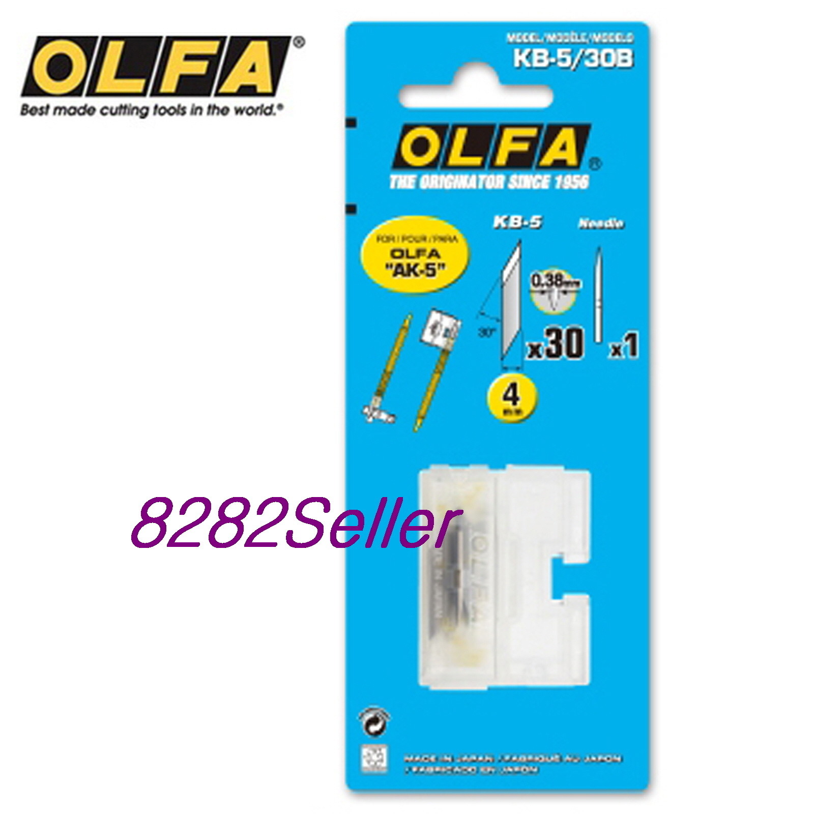 OLFA KB-5/30B 30 blade art/design knife and 1 useful Needle, plastic case.AK-5