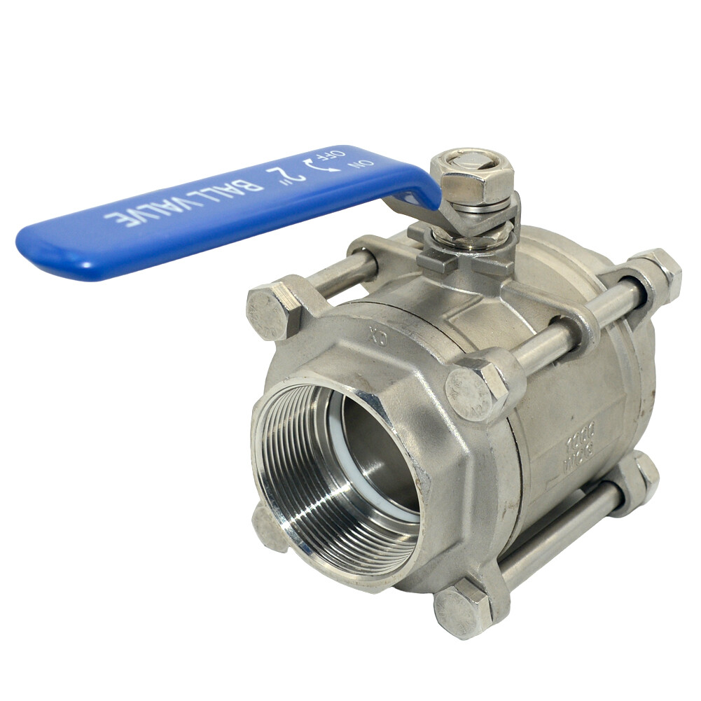 2 in inch 3 Piece NPT Ball Valve Threaded Plumbing fitting Stianless steel 304