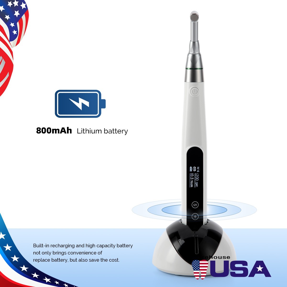 AZDENT Dental Cordless LED 16:1 Endo Motor /Apex Locator /10Pack Rotary Files