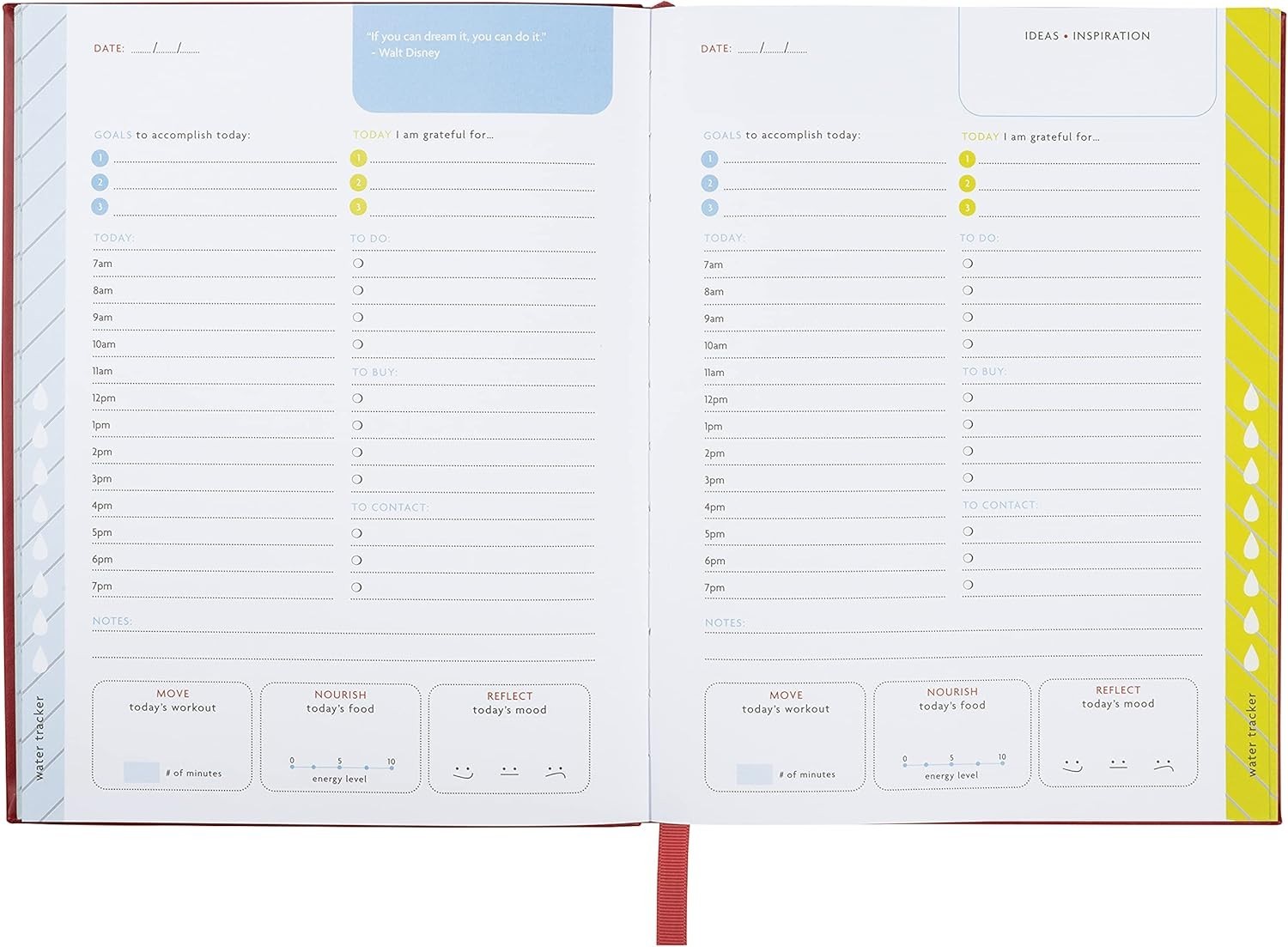 Fitlosophy Six Month Undated Daily Planner Journal Set Goals Be Grateful Inspire