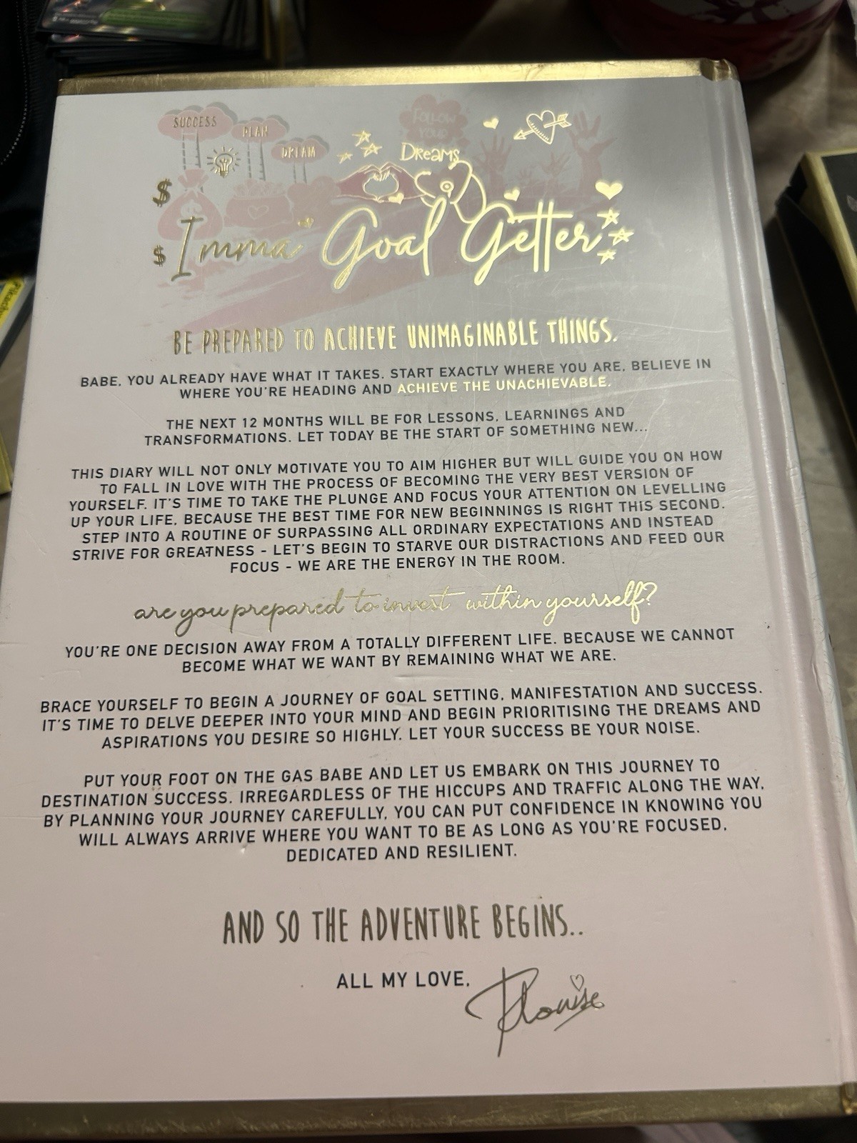 Plouise Imma Goal Getter Illustrated Guided Blank Diary Journal Book